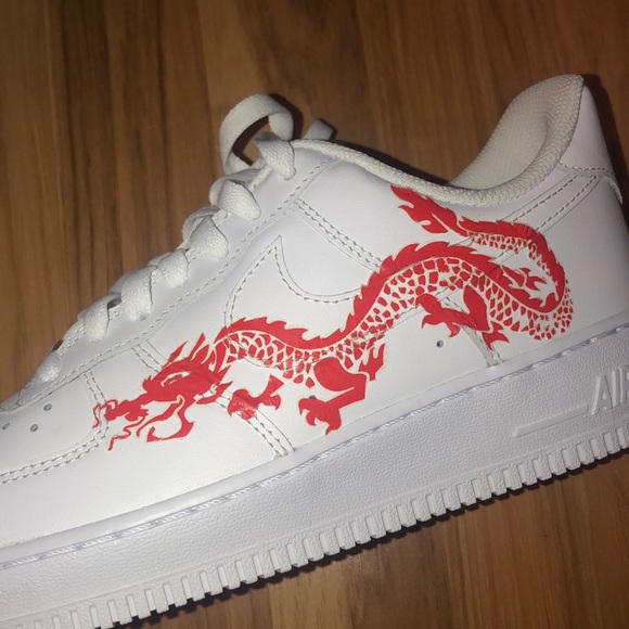 Custom Red Dragon Nike Air Force 1 ‘07 size 8.5 - Picture 2 of 6